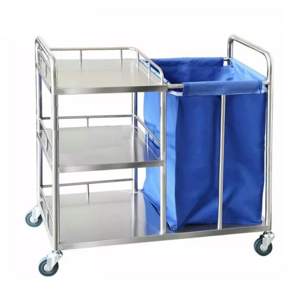 Carro Hospitalar 03 Planos Com Saco Lavanderia premium